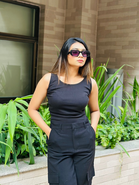 Tank Top || Sleeveless Crop Top || Black