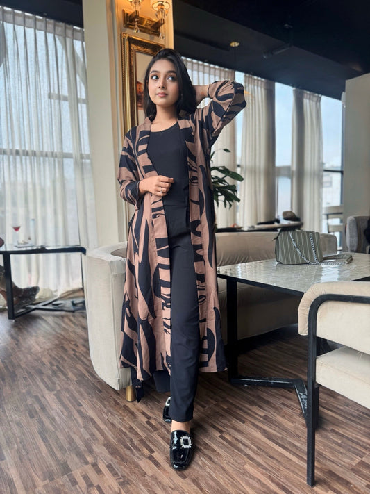 Shrug || Long Shrug ||  Long Koti || Beige + Black