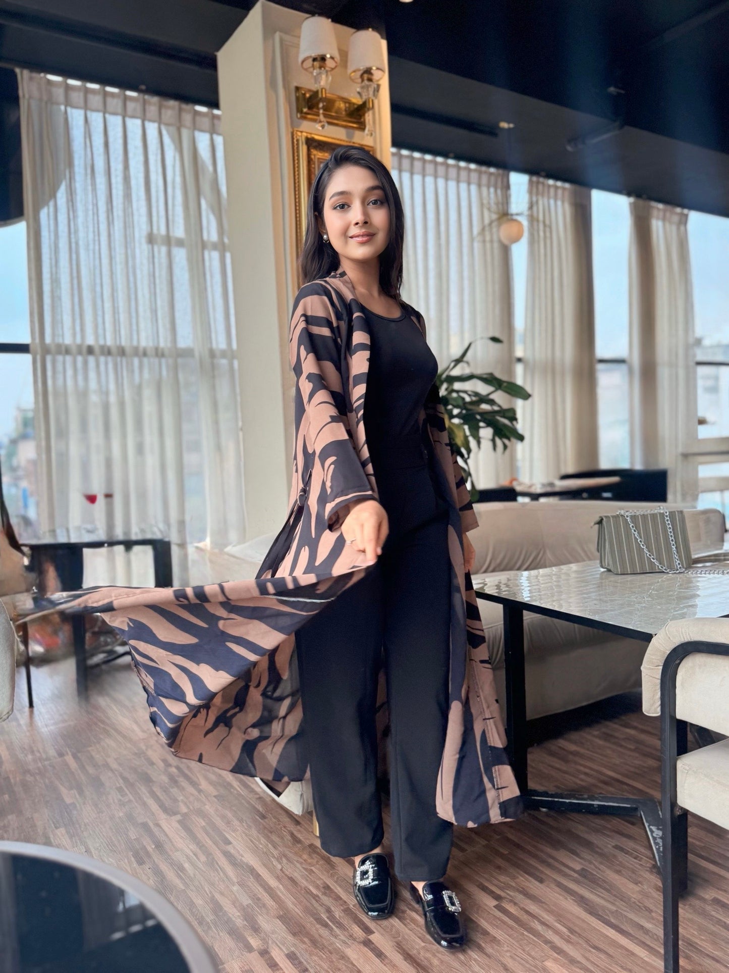 Shrug || Long Shrug ||  Long Koti || Beige + Black