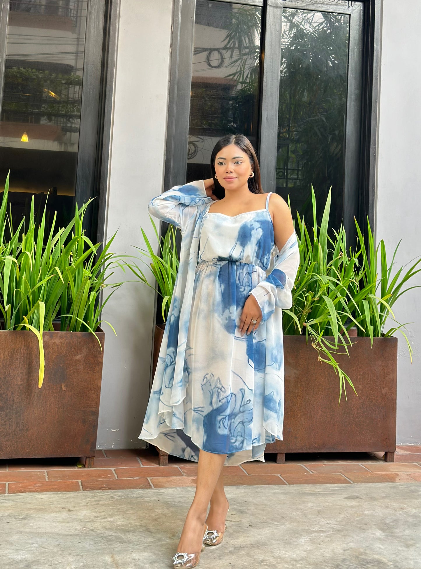 Midi Gown with Shrug Set || Koti Gown Set || Long Shrug With Midi