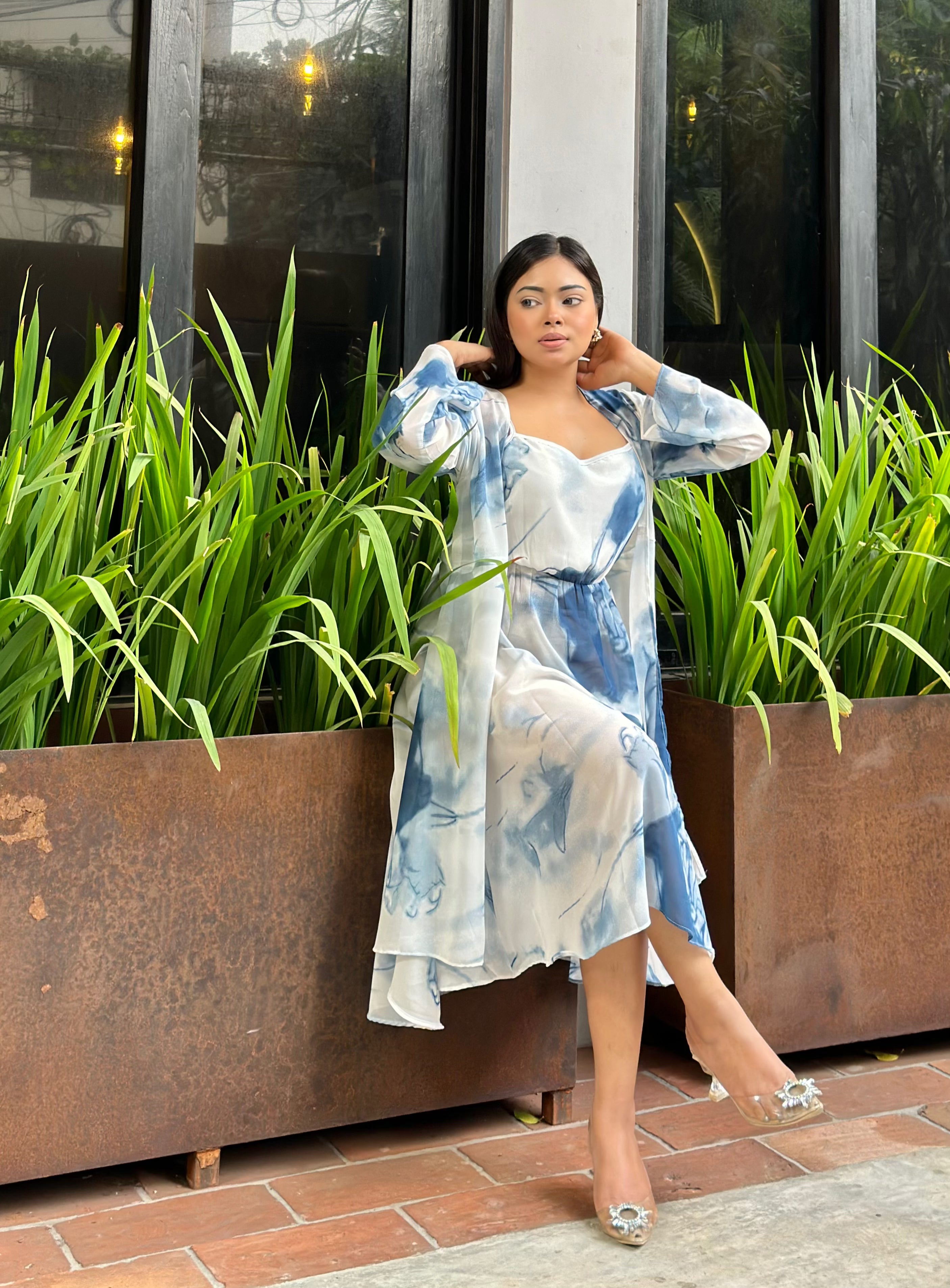 Midi Gown with Shrug Set || Koti Gown Set || Long Shrug With Midi