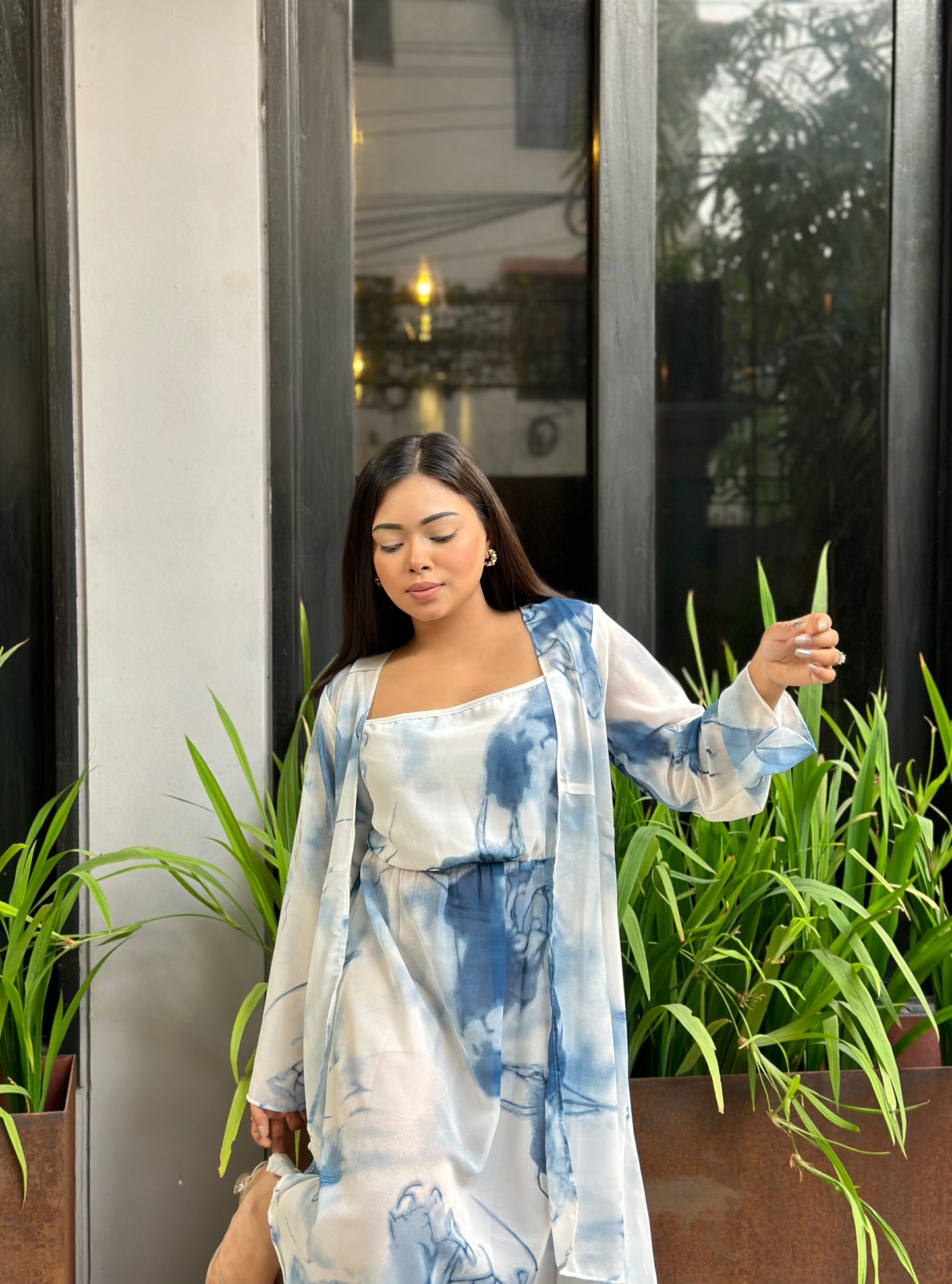 Midi Gown with Shrug Set || Koti Gown Set || Long Shrug With Midi
