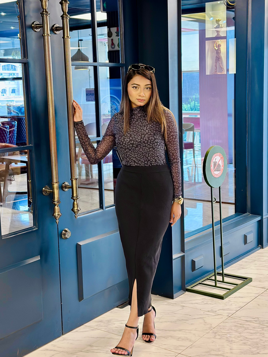 Mesh Top || Cheetah Print Mesh Top || Cheetah Black