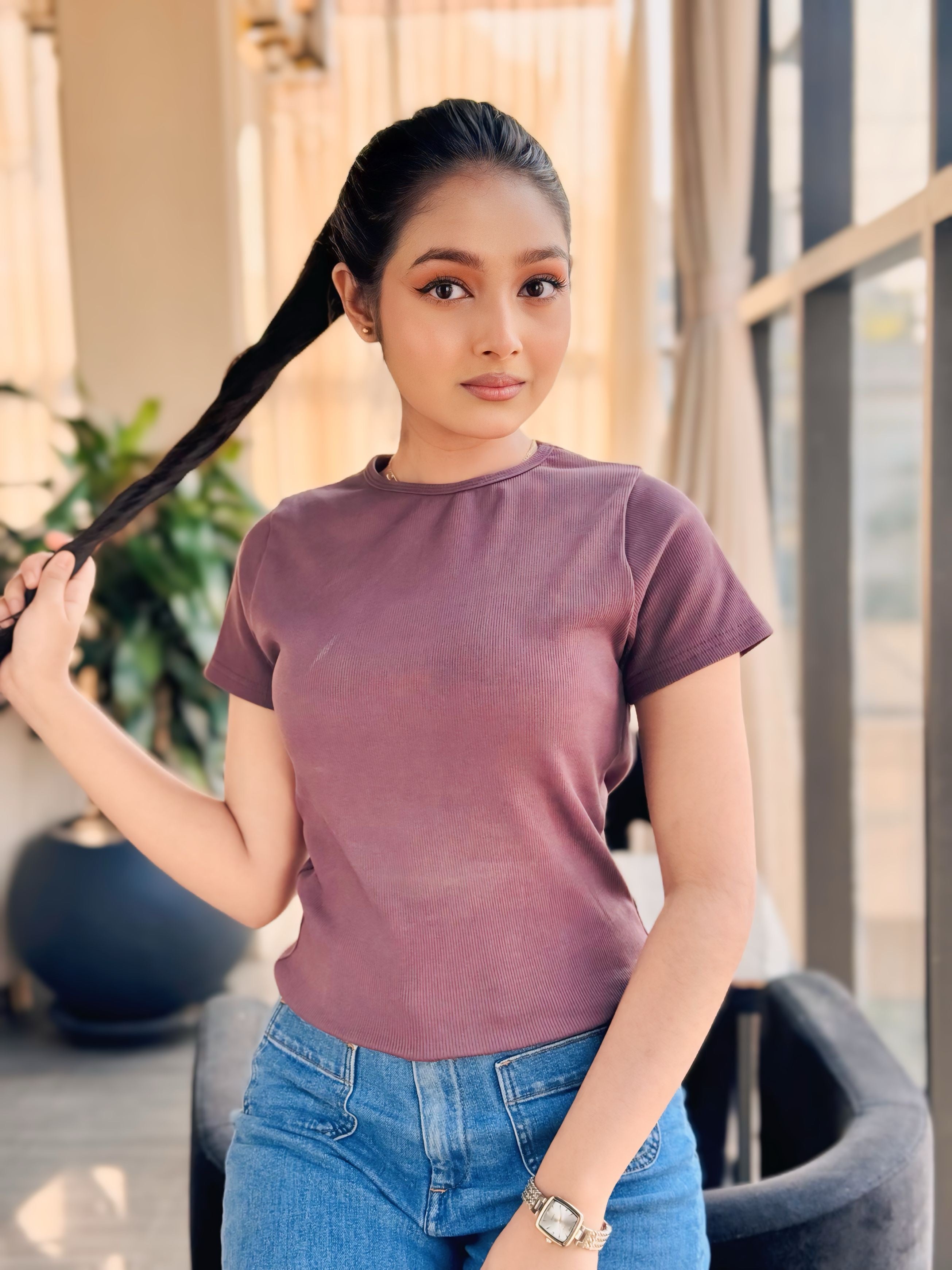 Crop O-Neck T-shirt || Cold Coffee