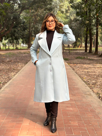 Winter Special Ladies Long Overcoat 3-Button || Sky BLUE