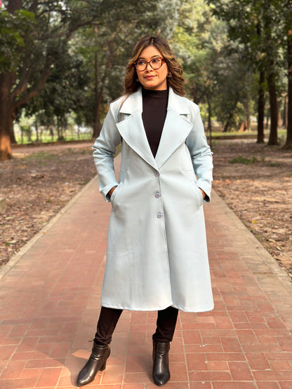 Winter Special Ladies Long Overcoat 3-Button || Sky BLUE