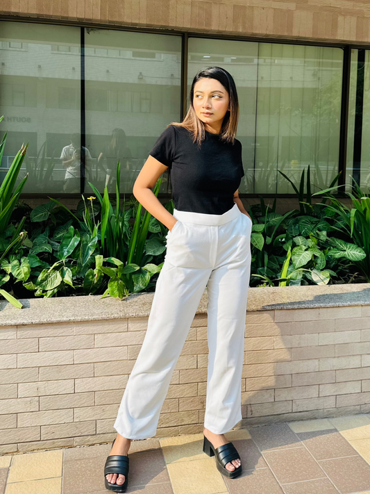 Straight Cut Formal Pant || Ladies Pant || White