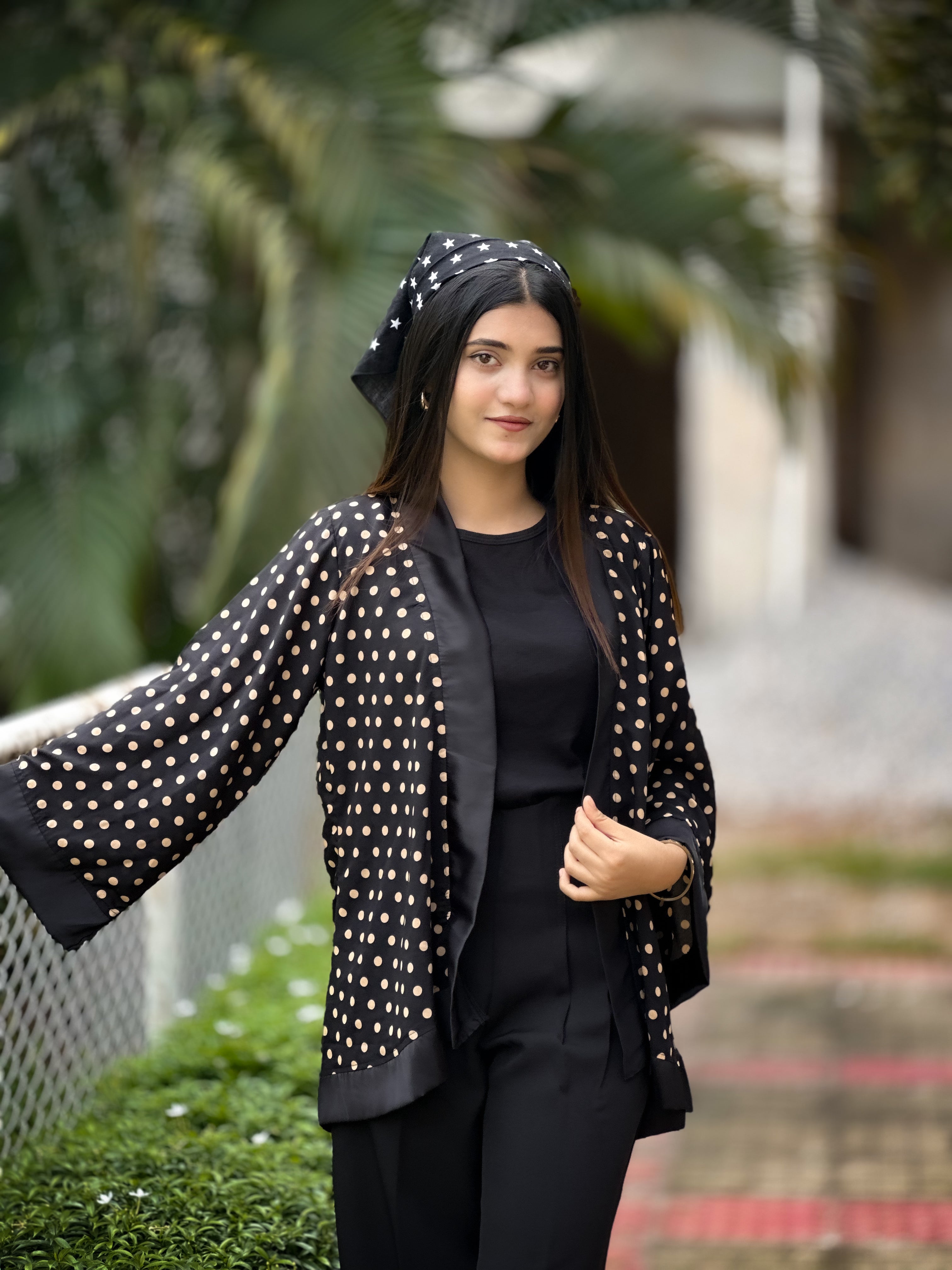 Short Kimono || Summer Wrap ||  Short Shrug || Short koti || Polka Dot Black