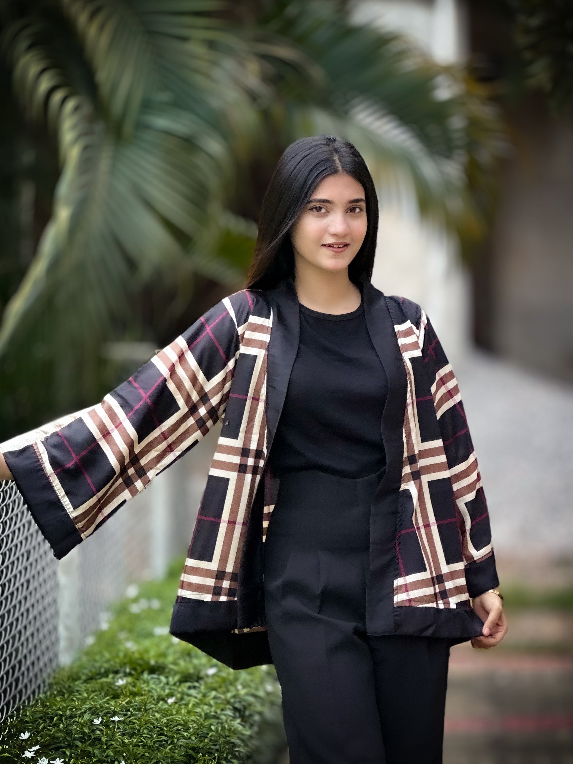 Short Kimono || Summer Wrap ||  Short Shrug || Short koti || Black Burberry Check