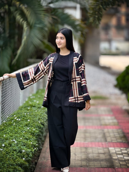 Short Kimono || Summer Wrap ||  Short Shrug || Short koti || Black Burberry Check