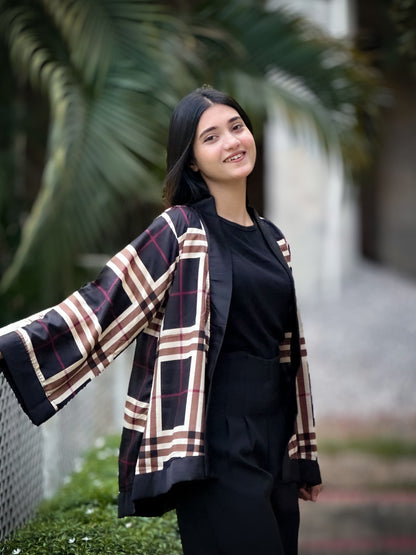 Short Kimono || Summer Wrap ||  Short Shrug || Short koti || Black Burberry Check