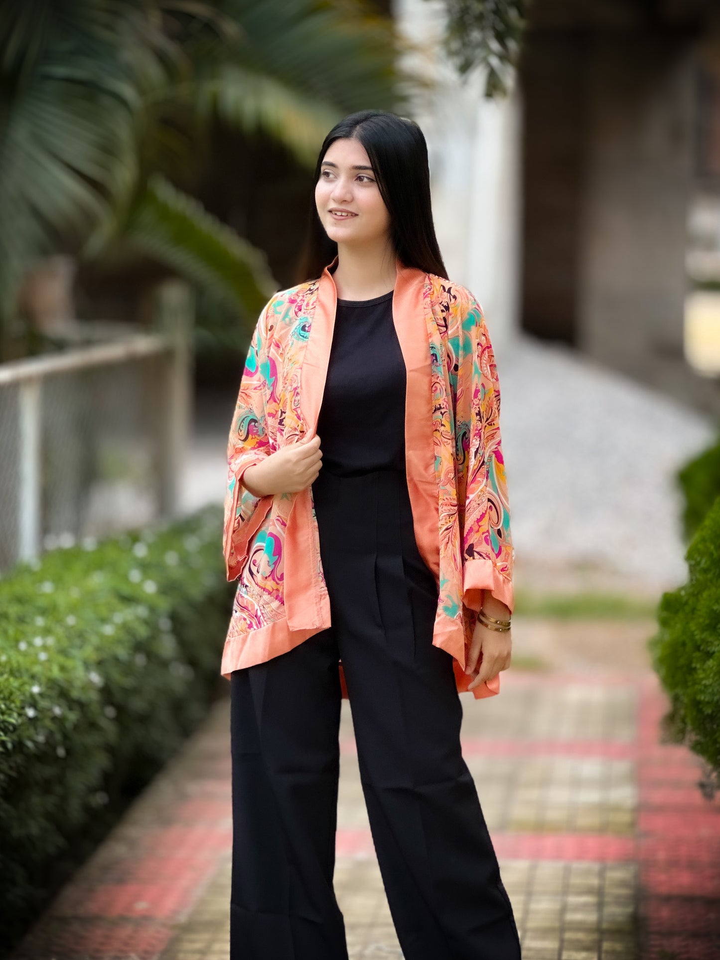 Short Kimono || Summer Wrap ||  Short Shrug || Short koti || Orange Kolki Print