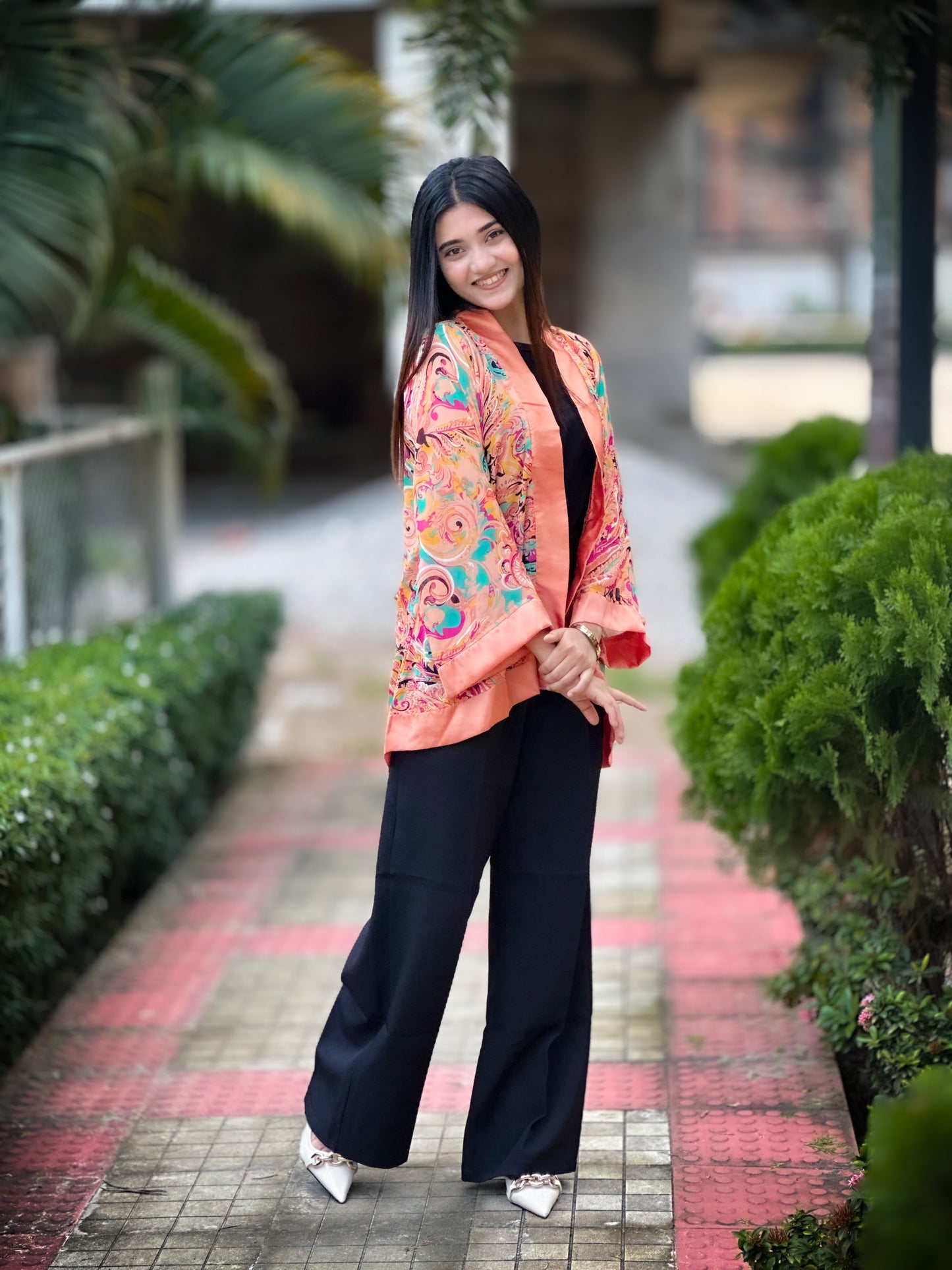 Short Kimono || Summer Wrap ||  Short Shrug || Short koti || Orange Kolki Print