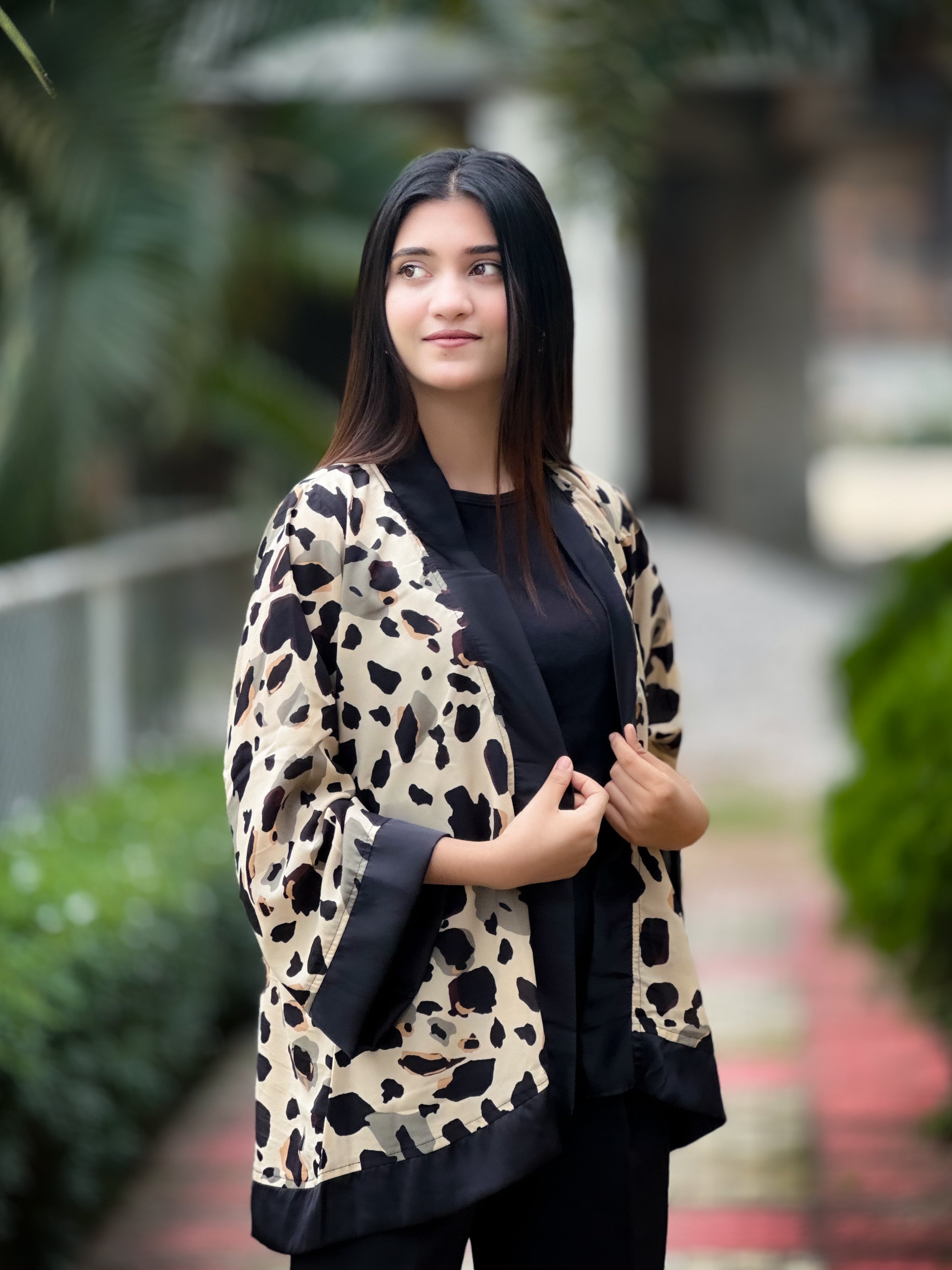 Short Kimono || Summer Wrap ||  Short Shrug || Short koti || Leopard Cream