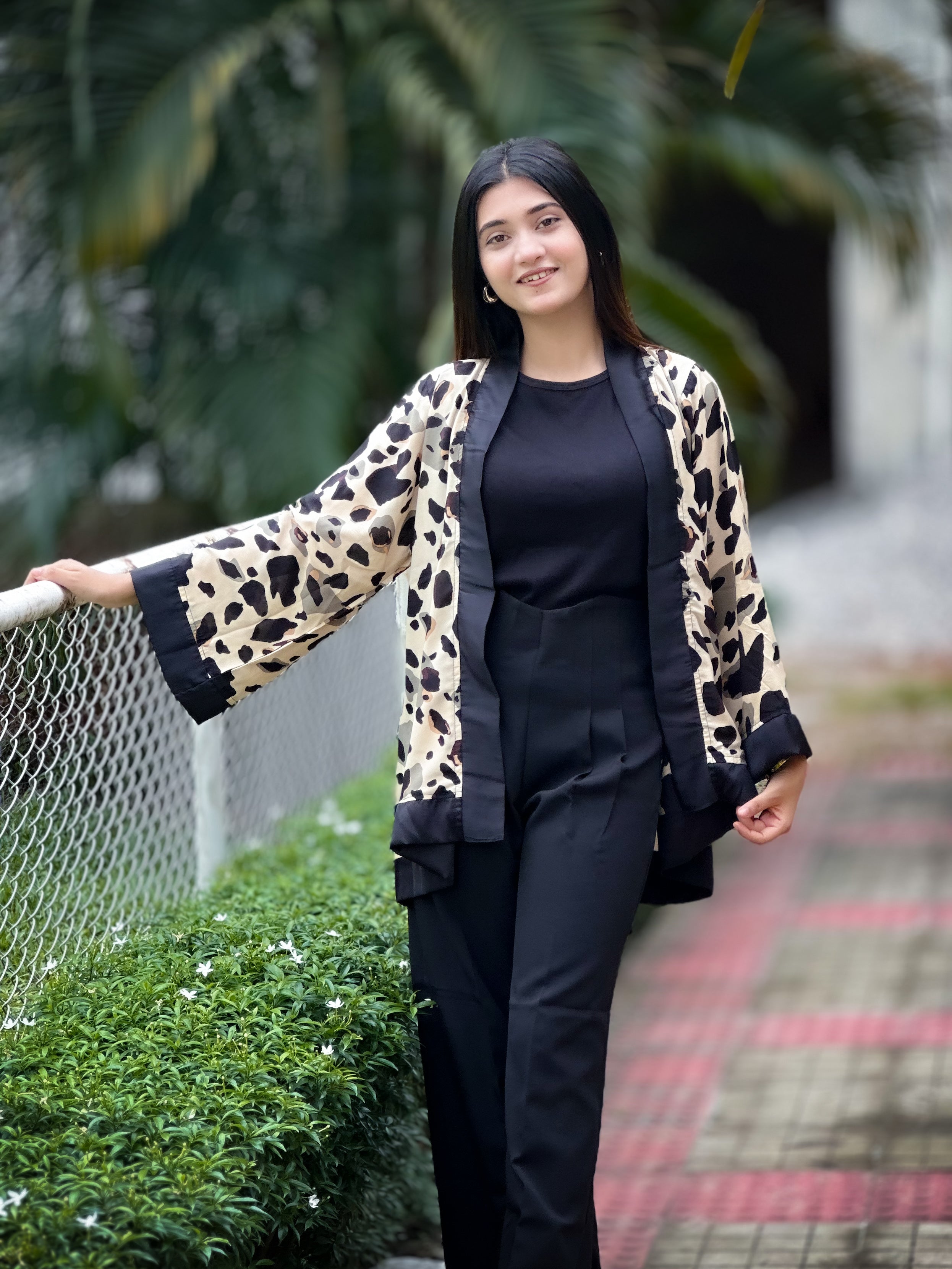 Short Kimono || Summer Wrap ||  Short Shrug || Short koti || Leopard Cream