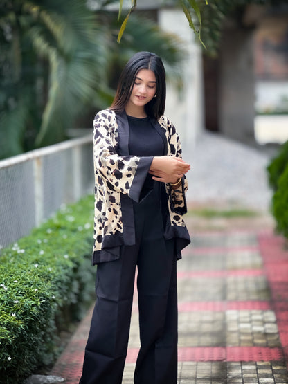 Short Kimono || Summer Wrap ||  Short Shrug || Short koti || Leopard Cream