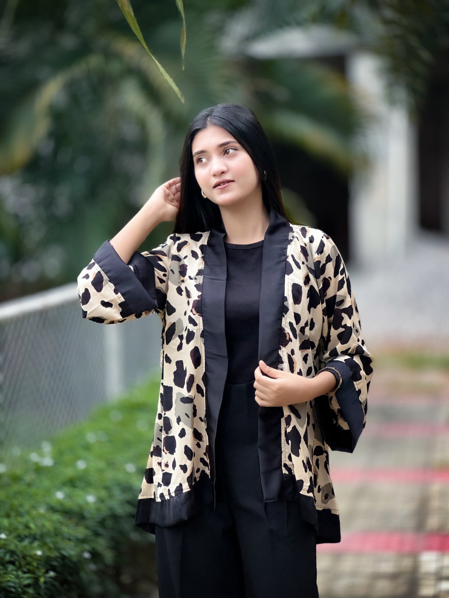 Short Kimono || Summer Wrap ||  Short Shrug || Short koti || Leopard Cream