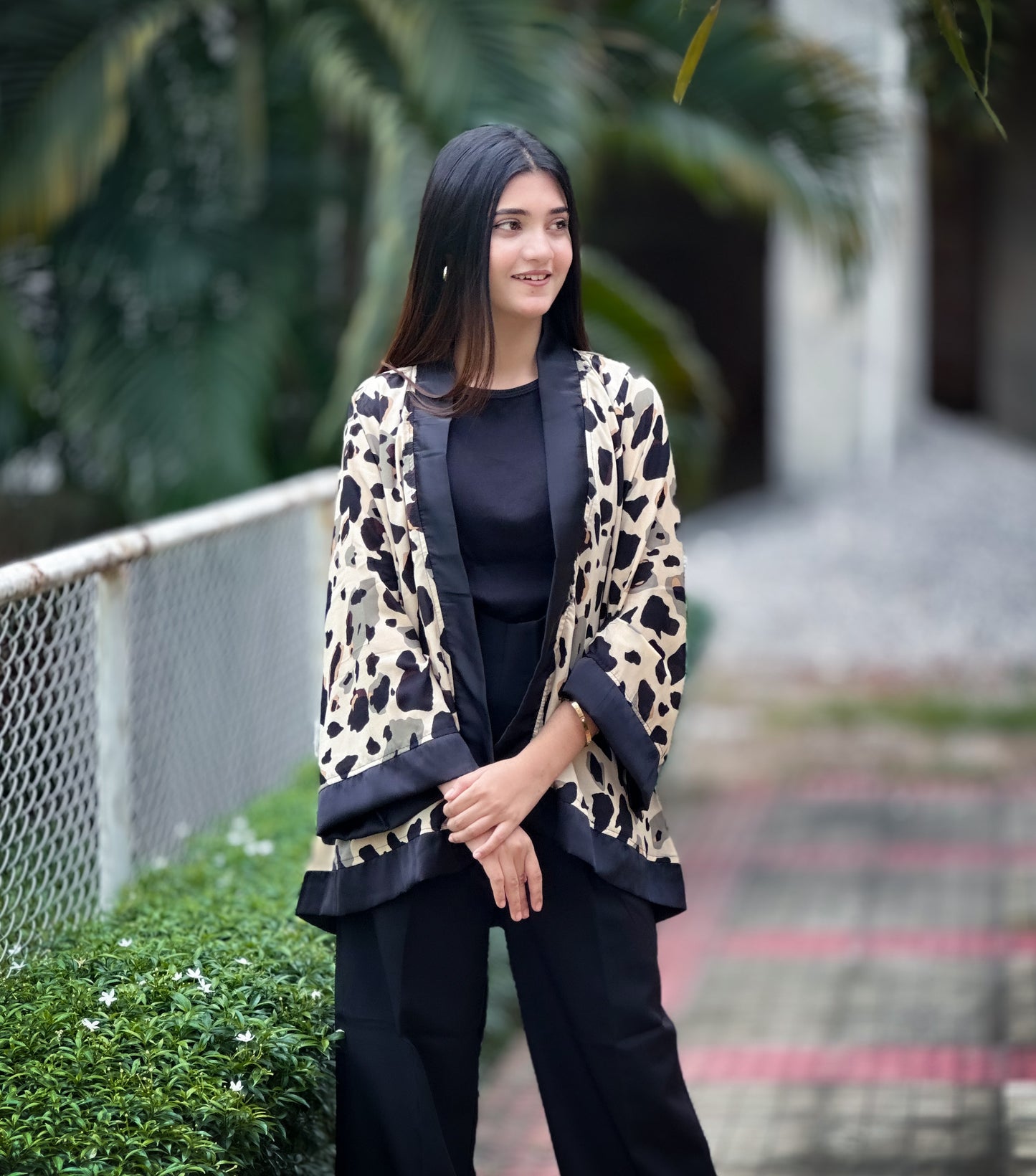 Short Kimono || Summer Wrap ||  Short Shrug || Short koti || Leopard Cream