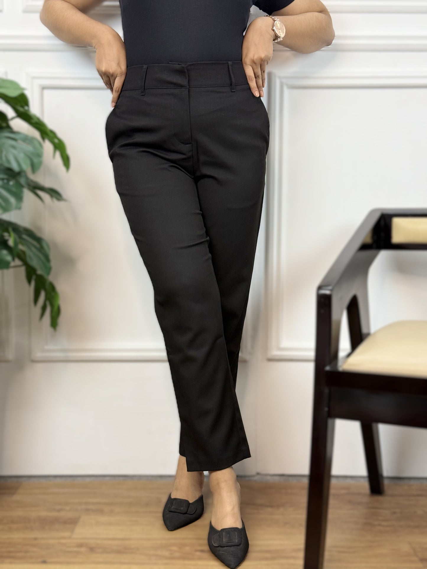 Premium Formal Semi Fit Pant || Ladies Black Formal Pant ||  Black