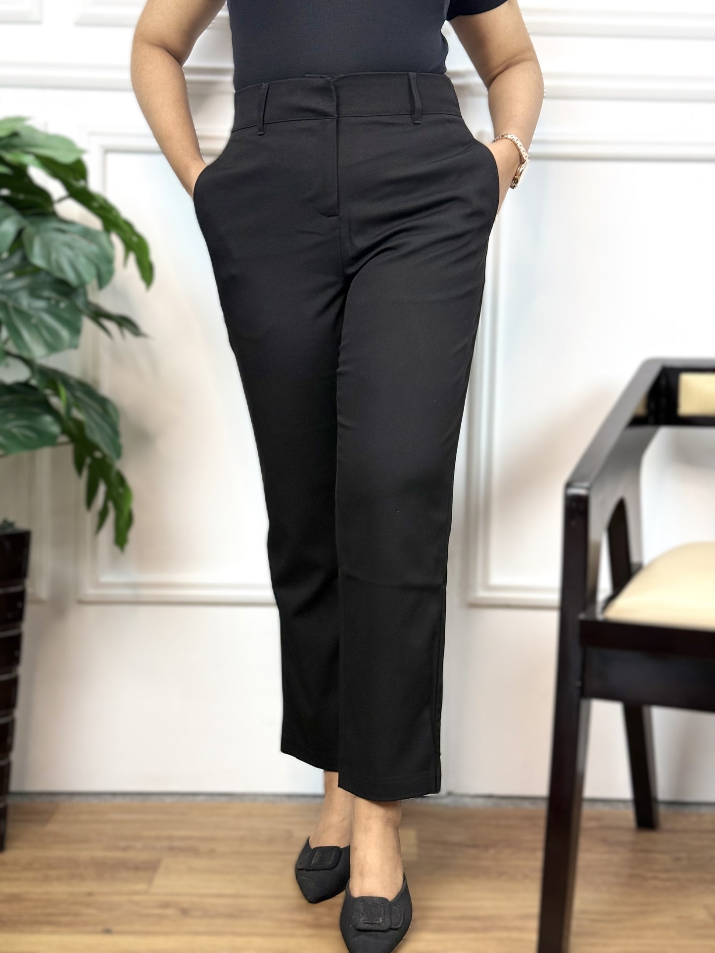 Premium Formal Semi Fit Pant || Ladies Black Formal Pant ||  Black