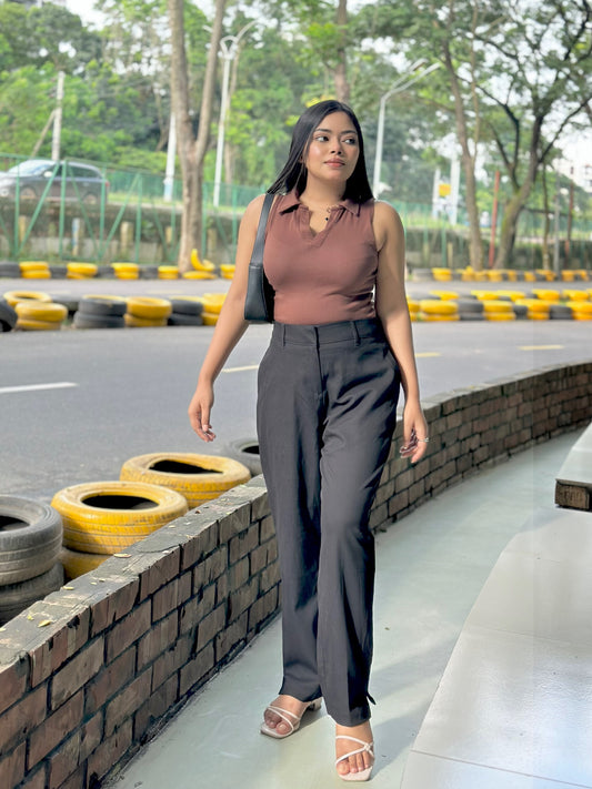 Premium Formal Semi Fit Pant || ( Black )