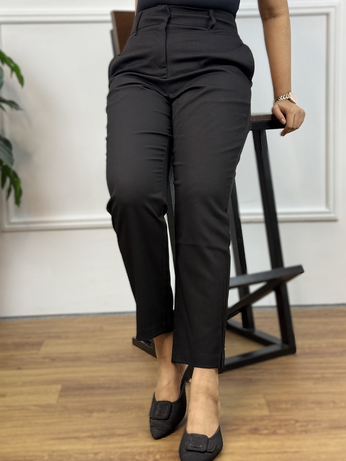 Premium Formal Semi Fit Pant || Ladies Black Formal Pant ||  Black