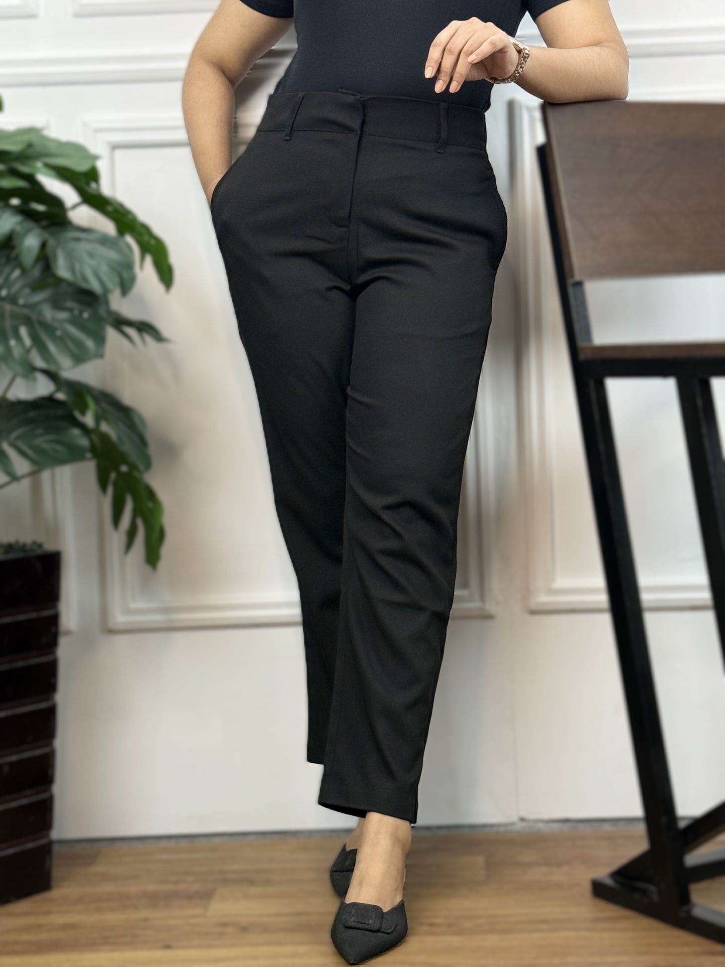 Premium Formal Semi Fit Pant || Ladies Black Formal Pant ||  Black