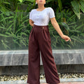 Ladies Wide Leg Pant 2 Button || Ladies Wide Leg Trousers || Wine