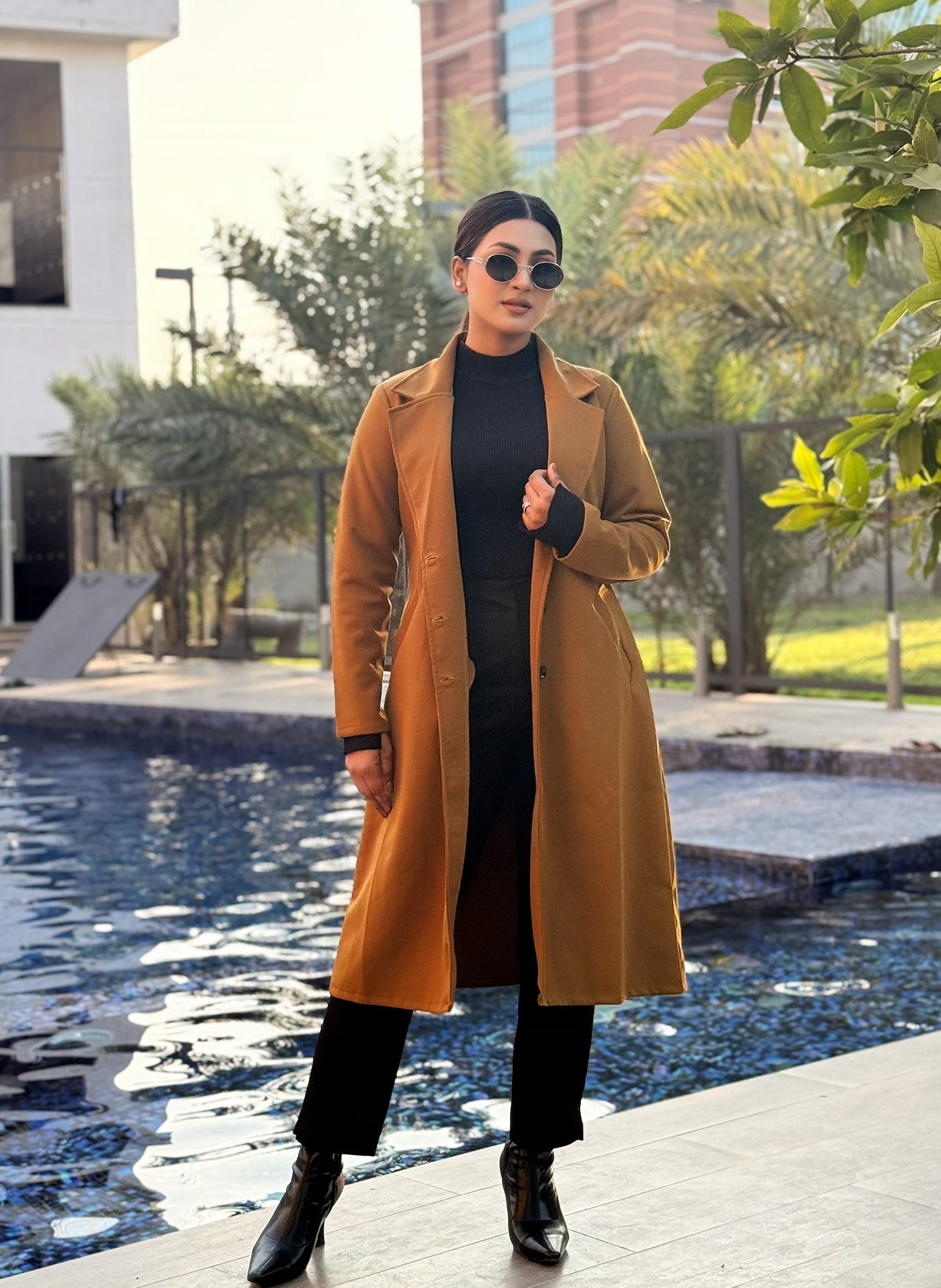 Casual Long Coat | Overcoat | Jacket || Camel Brown