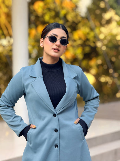 Casual Long Coat | Overcoat | Jacket || Dusty Blue