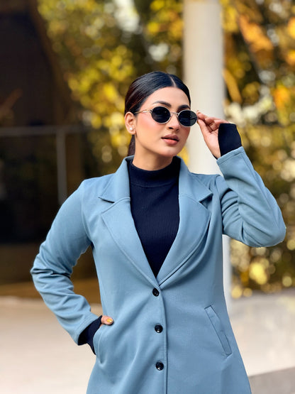 Casual Long Coat | Overcoat | Jacket || Dusty Blue