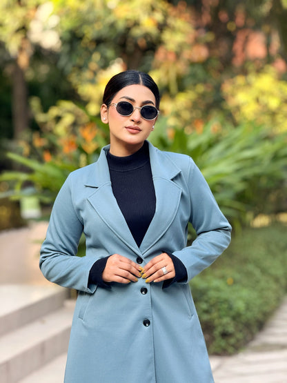 Casual Long Coat | Overcoat | Jacket || Dusty Blue