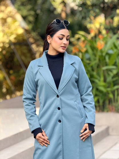 Casual Long Coat | Overcoat | Jacket || Dusty Blue