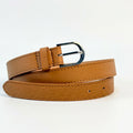 Premium Classic Silver Buckle Ladies Belt in Light Brown
