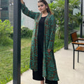 ladies premium long shrug from trendy buzz paired with wide leg formal pant &  round neck t-shirt. Full fit From trendy buzz.