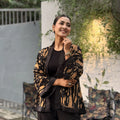 Black Gold Print Short Kimono – Best Kimono in Bangladesh | TrendyBuzz
