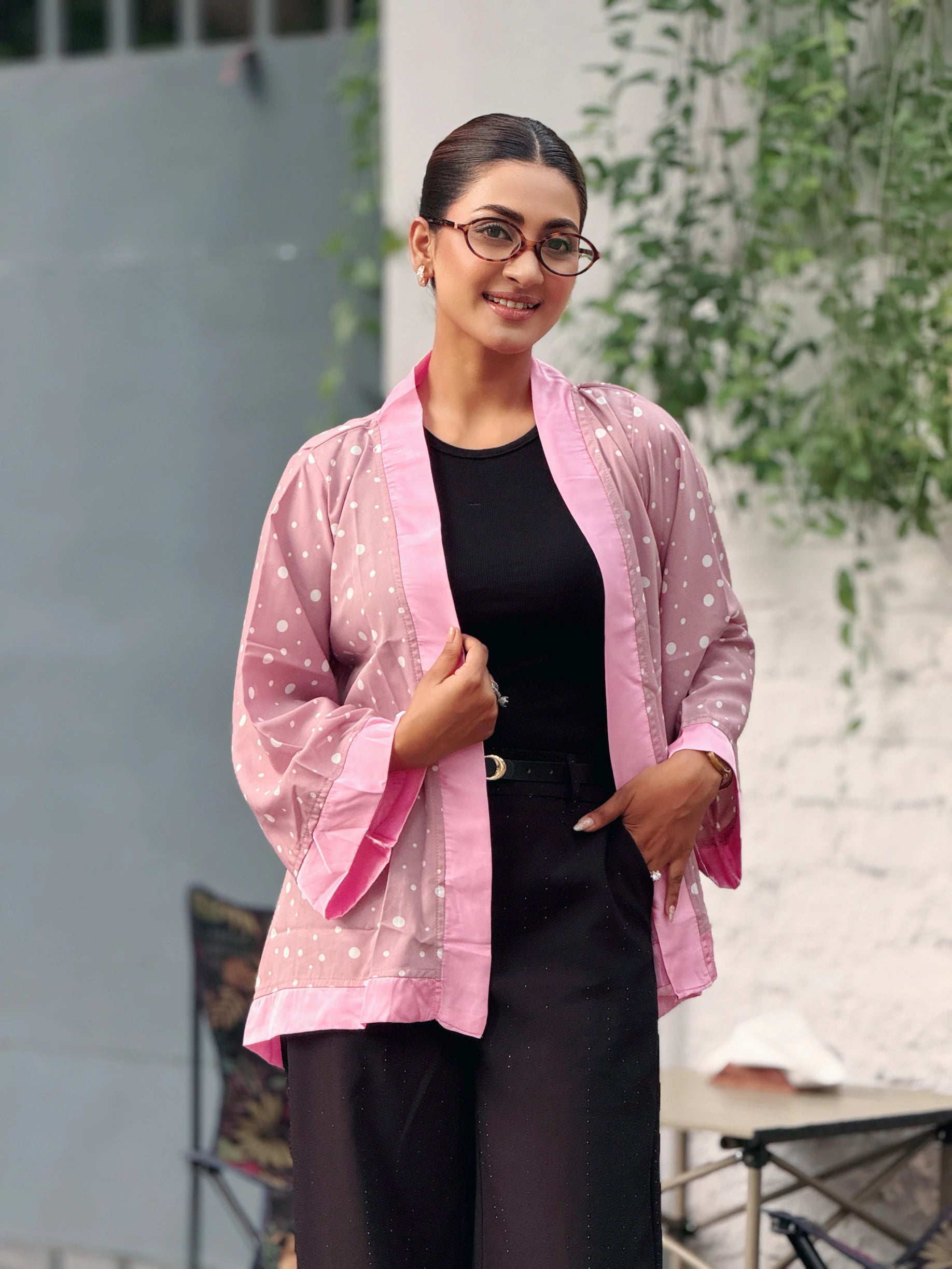 Ladies Short Kimono Pink Polka Dot – TrendyBuzz Bangladesh