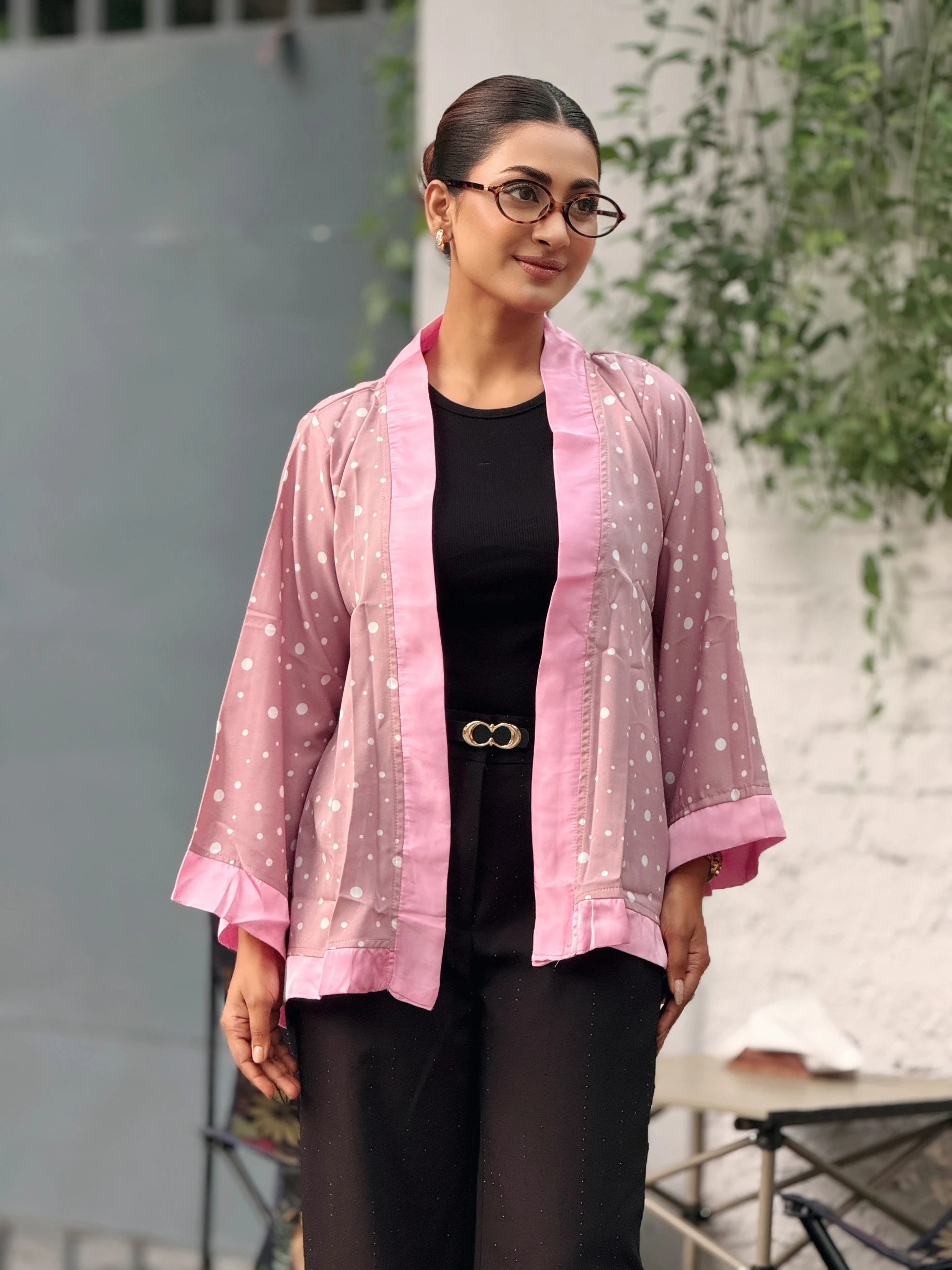 Premium Georgette Blush Dot Short Kimono – TrendyBuzz