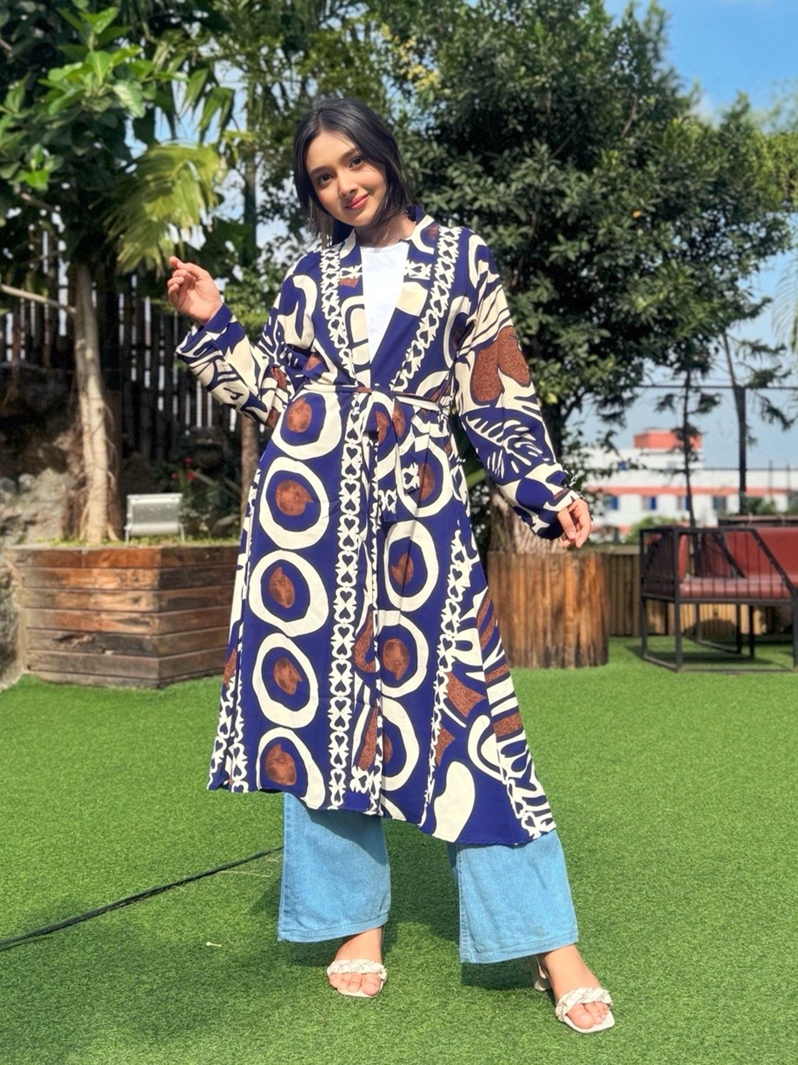 Stylish ladies long shrug outerwear for women, lightweight and fashionable layering piece