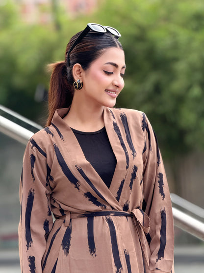 Ladies Long Shrug – Trendy Outerwear for Women || Coffee