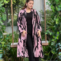 Pink Tiger Long Shrug Paired With Formal Pant and Round Neck T-shirt. Trendy Buzz.