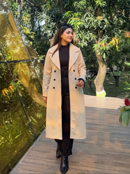 The Classy Long Overcoat – Elegant Winter & Formal Wear | Jacket || Light Sand