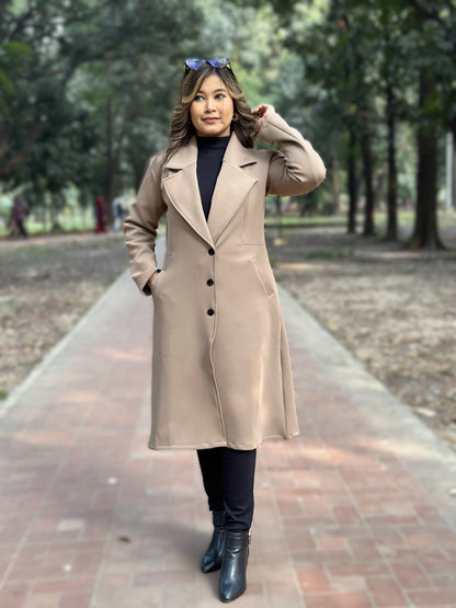 Winter Special Ladies Long Overcoat || Beige || Winter Jacket