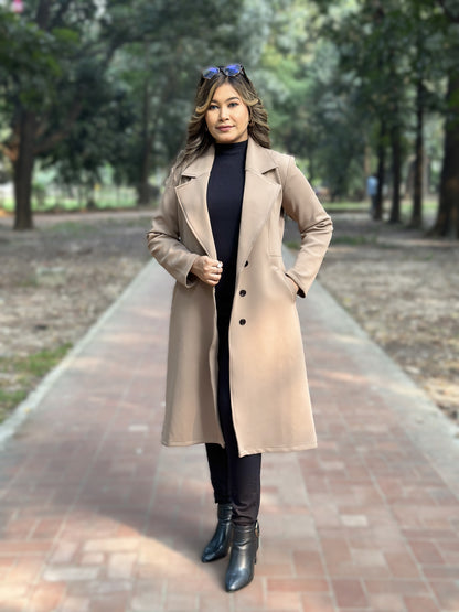 Winter Special Ladies Long Overcoat || Beige || Winter Jacket