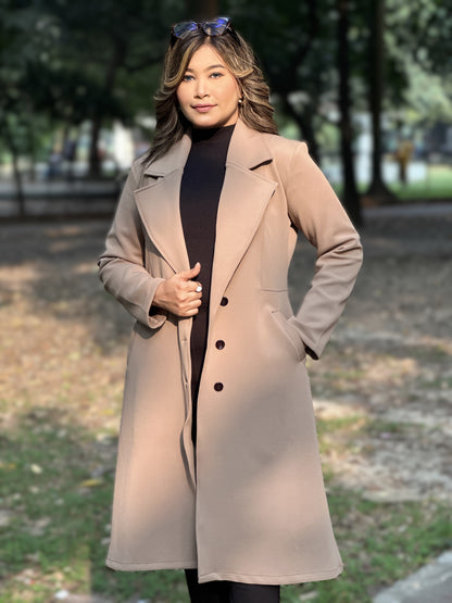 Winter Special Ladies Long Overcoat || Beige || Winter Jacket
