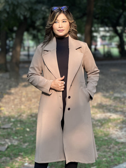 Winter Special Ladies Long Overcoat || Beige || Winter Jacket