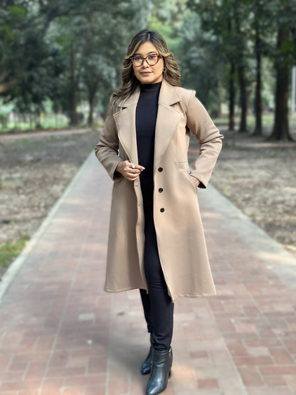 Winter Special Ladies Long Overcoat || Beige || Winter Jacket