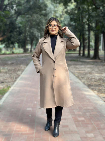 Winter Special Ladies Long Overcoat || Beige || Winter Jacket