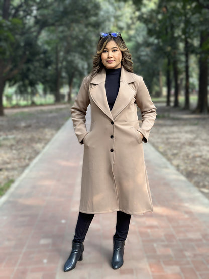 Winter Special Ladies Long Overcoat || Beige || Winter Jacket