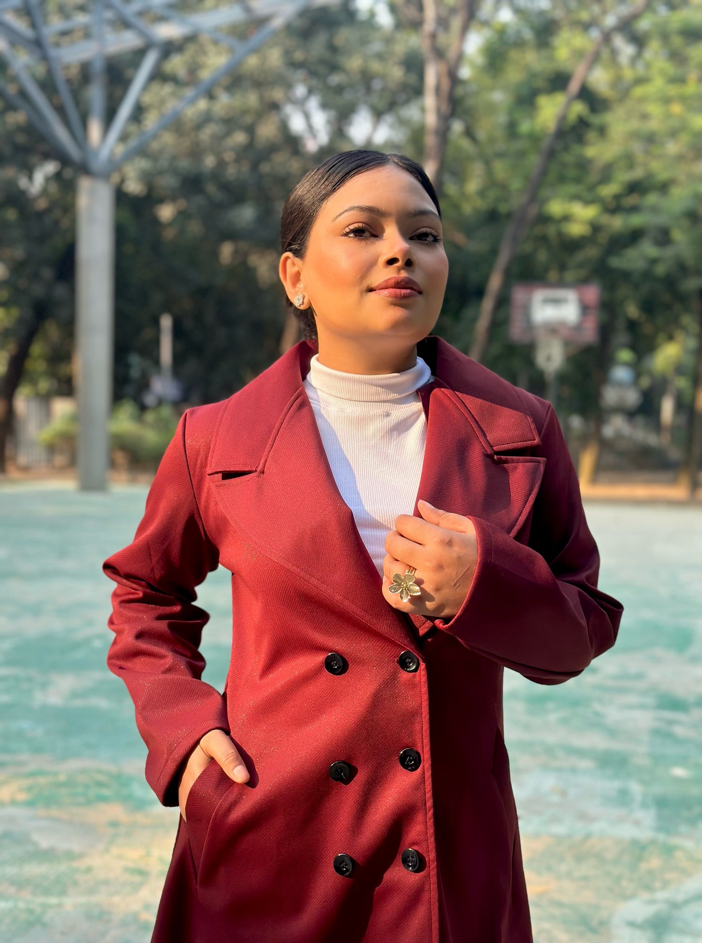 The Classy Long Overcoat – Elegant Winter & Formal Wear | Jacket || Dark Maroon